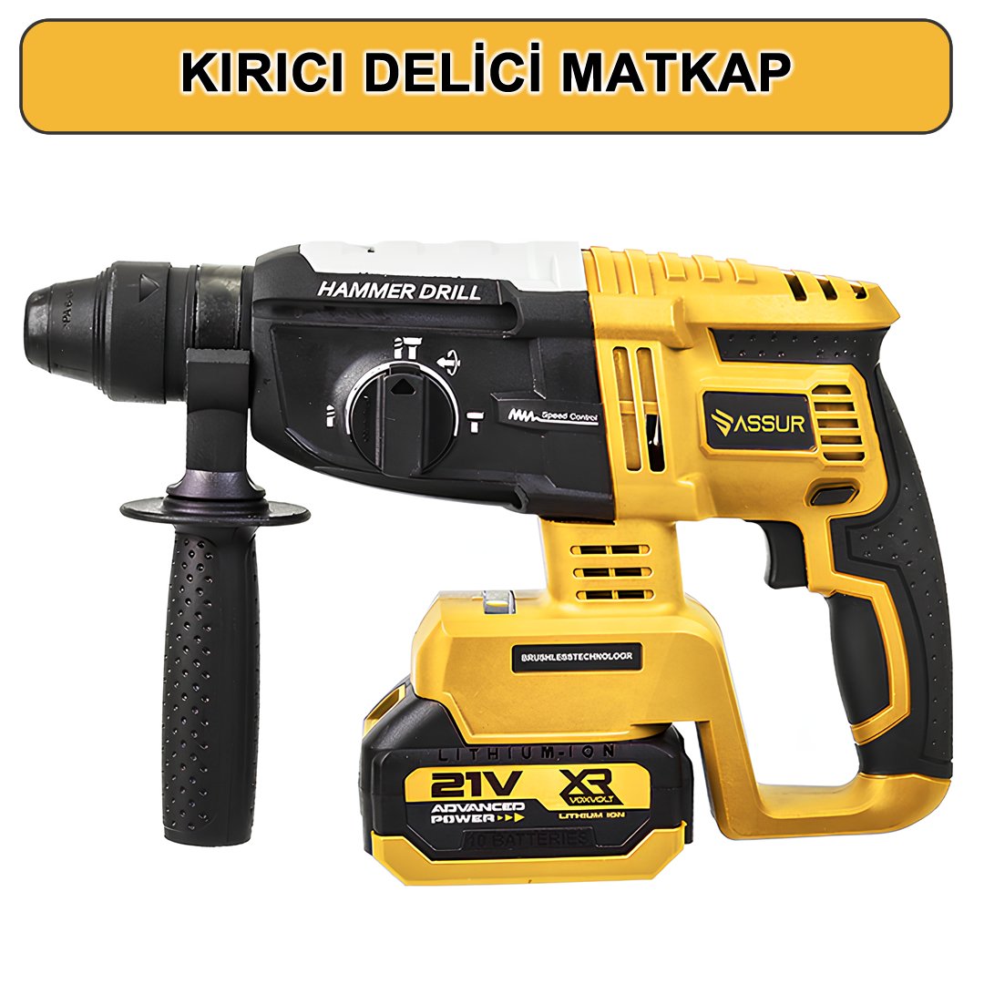 Assur ASR1192 Profesyonel Akülü Kömürsüz 4 lü Matkap Seti 21V 3ah kırıcı delici matkap