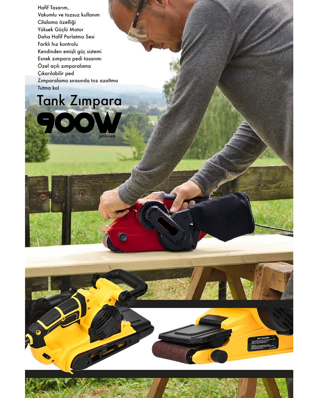 Assur ASR422 900W Elektrikli Vakumlu Tozsuz Cila Özellikli Tank Zımpara Makinesi kullanım alanları
