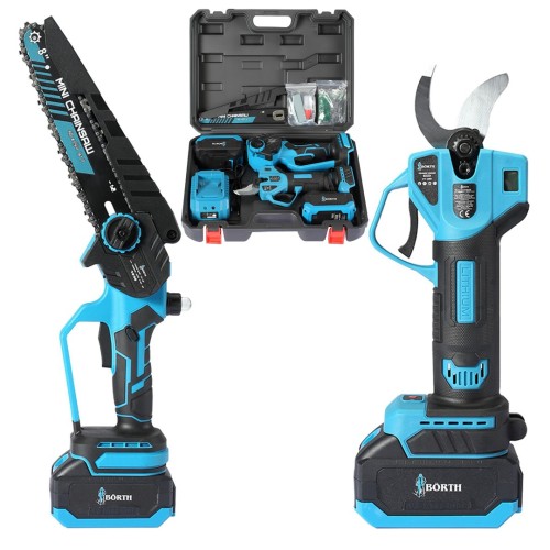 BÖRTH BRTH0020 Kömürsüz Akülü 2li Bahçe Seti - 40mm Budama Makası, 20cm Budama Testeresi