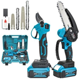 BoschPlus EEA101 Akülü Makaslı Dal Budama ve Dal Budama Testere 2Li Set 58V 5Ah Çift Akülü Çelik Şanzımanlı