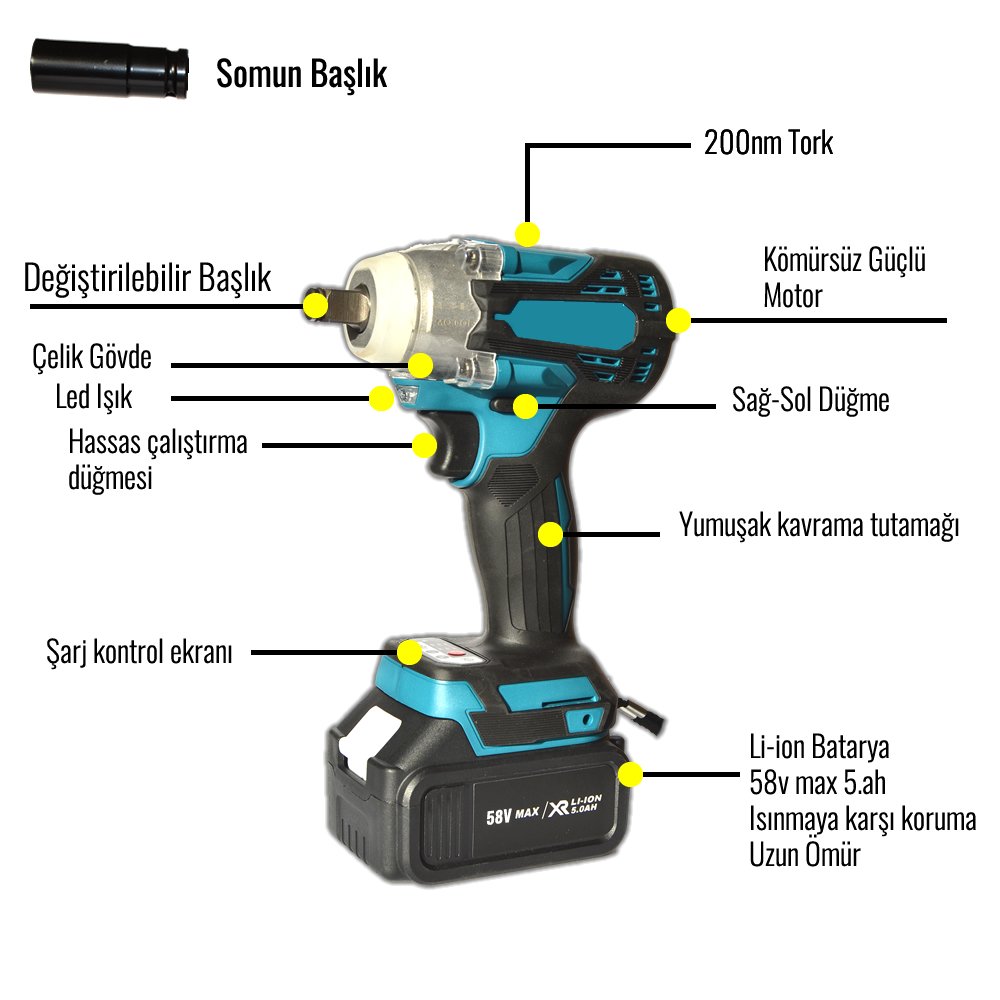 Bosch kömürsüz şarjlı somun sıkma sökme özellikleri