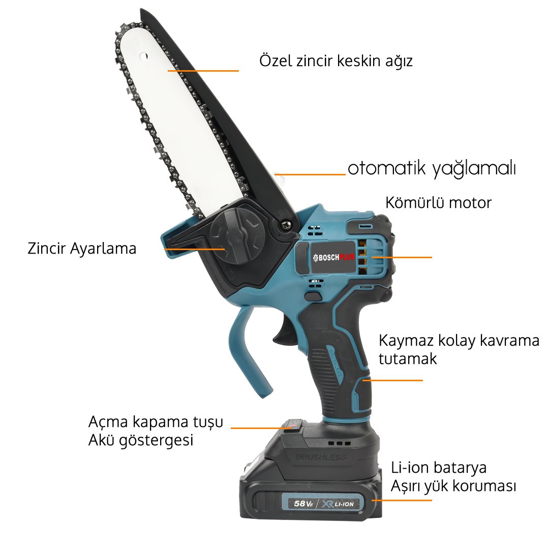 BoschPlus EEA301 Akülü 3lü Bahçe Seti Dal Budama, Bağ Makası ve Vidalama 58Vf dal kesme testeresi özellikleri