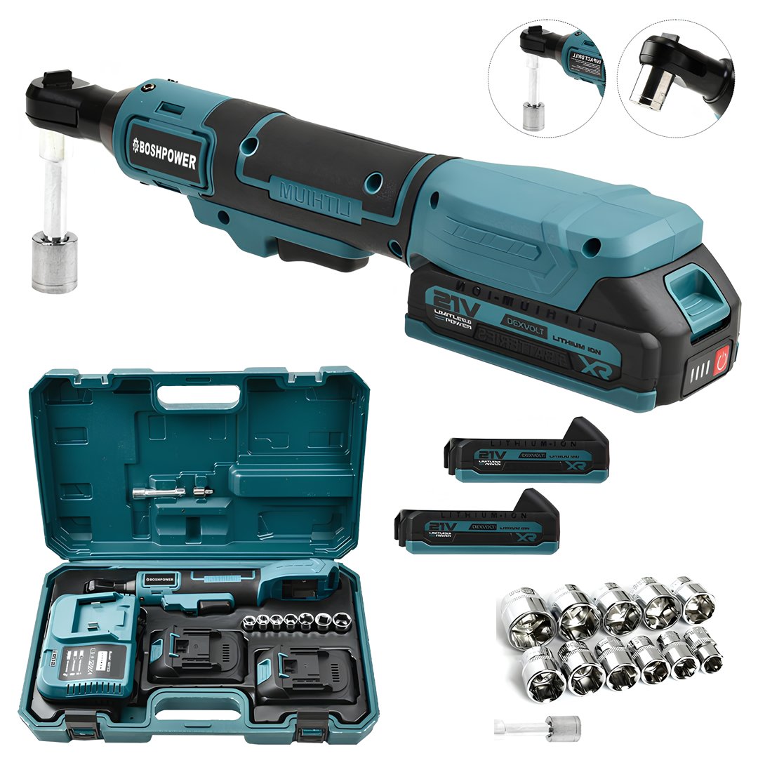 Boshpower EEA478 21V Akülü Darbeli Cırcır Kolu – 3/8'' Profesyonel Somun Sıkma & Sökme (Mavi)