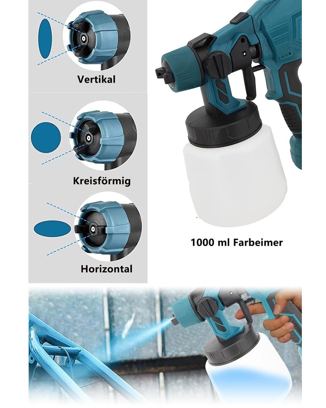 Bosch Plus EEA373 Yüksek Basınçlı Çift Akülü Sprey Boya Püskürtme Tabancası 58Vf özellikler