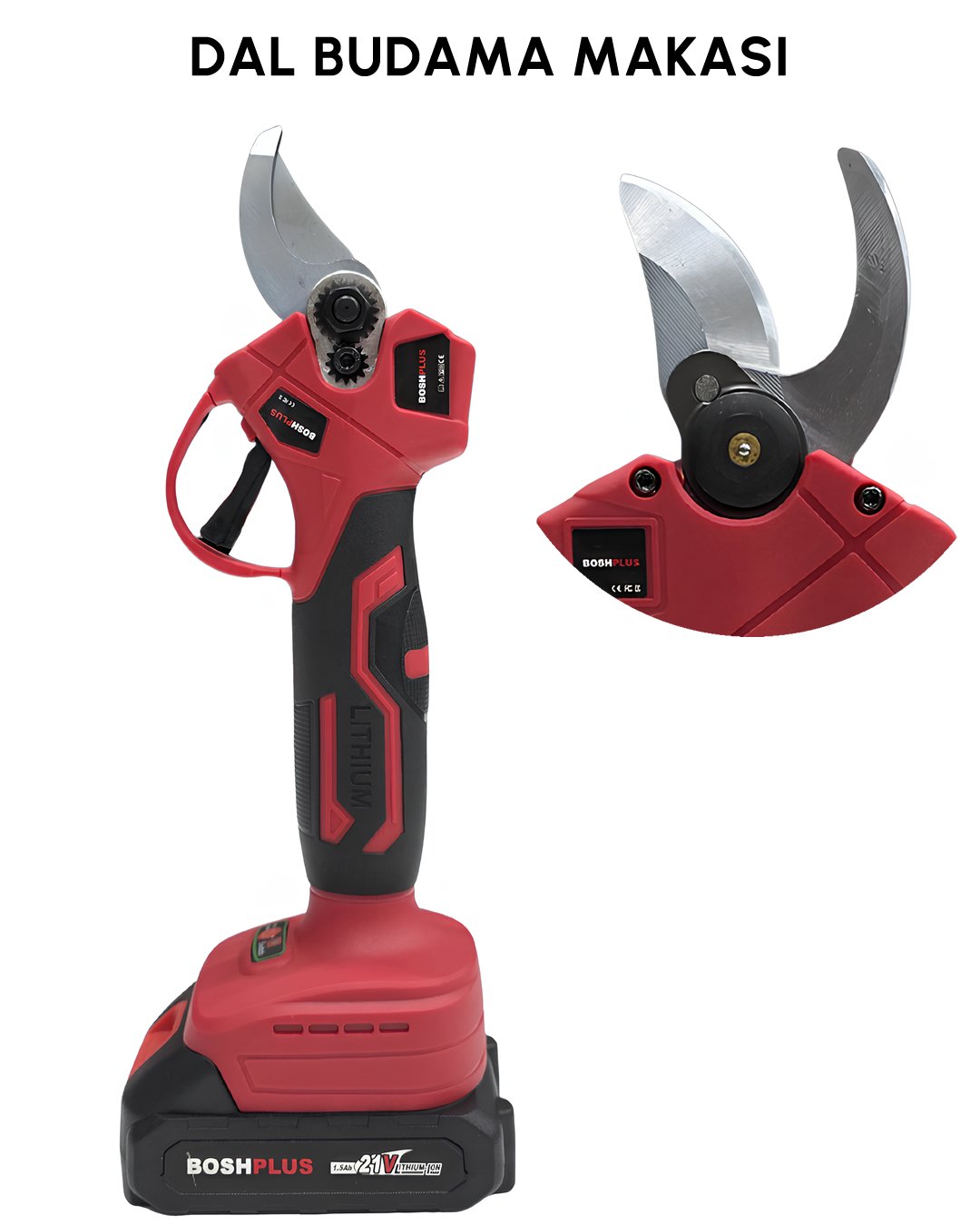 BoshPlus BP001 Akülü Kırmızı 3lü Bahçe Seti Budama makas özelliği