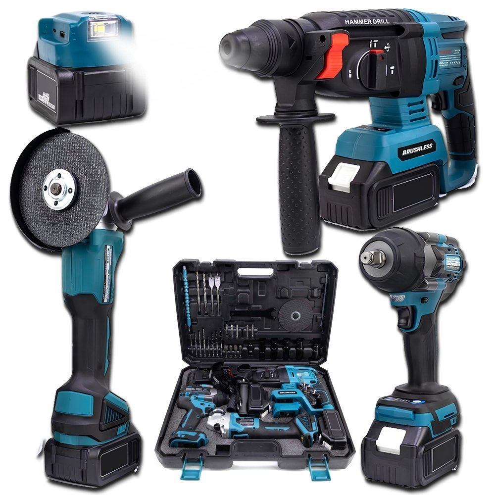 BoschPlus EEA449 Akülü Kömürsüz 3IN1 Set Makine (1100Nm Somun Sökme, Kırıcı Delici , 125mm Avuç Taşlama, Powerbank ve Led) 88Vf 10P