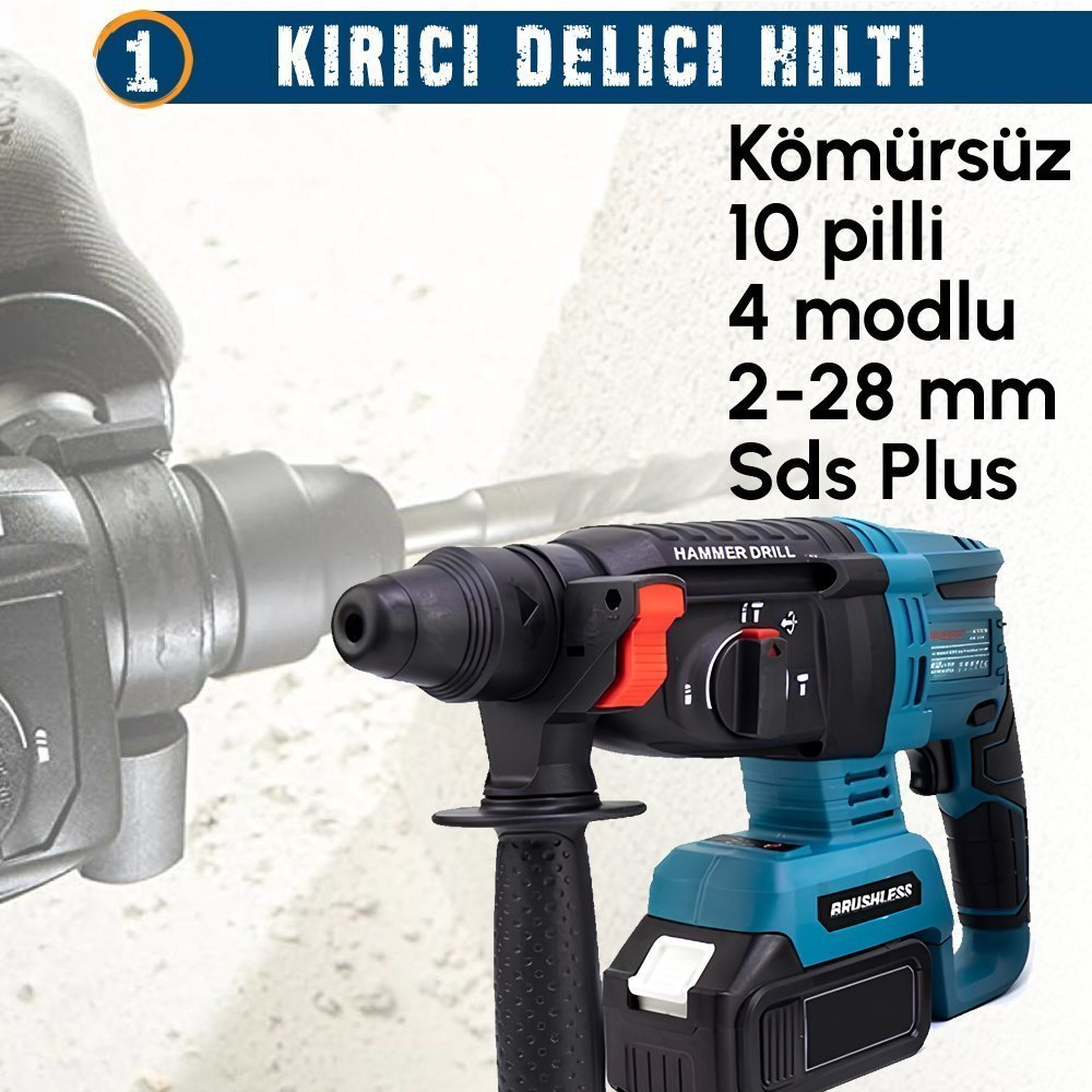 BoschPlus EEA449 Akülü Kömürsüz 3IN1 Set Makine kırıcı delici özellikler
