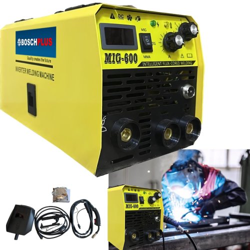 BoschPlus EEA240 Dijital Welding MIG600 Gazsız Gaz Altı Kaynak Makinesi 3 Fonksiyonlu Sarı