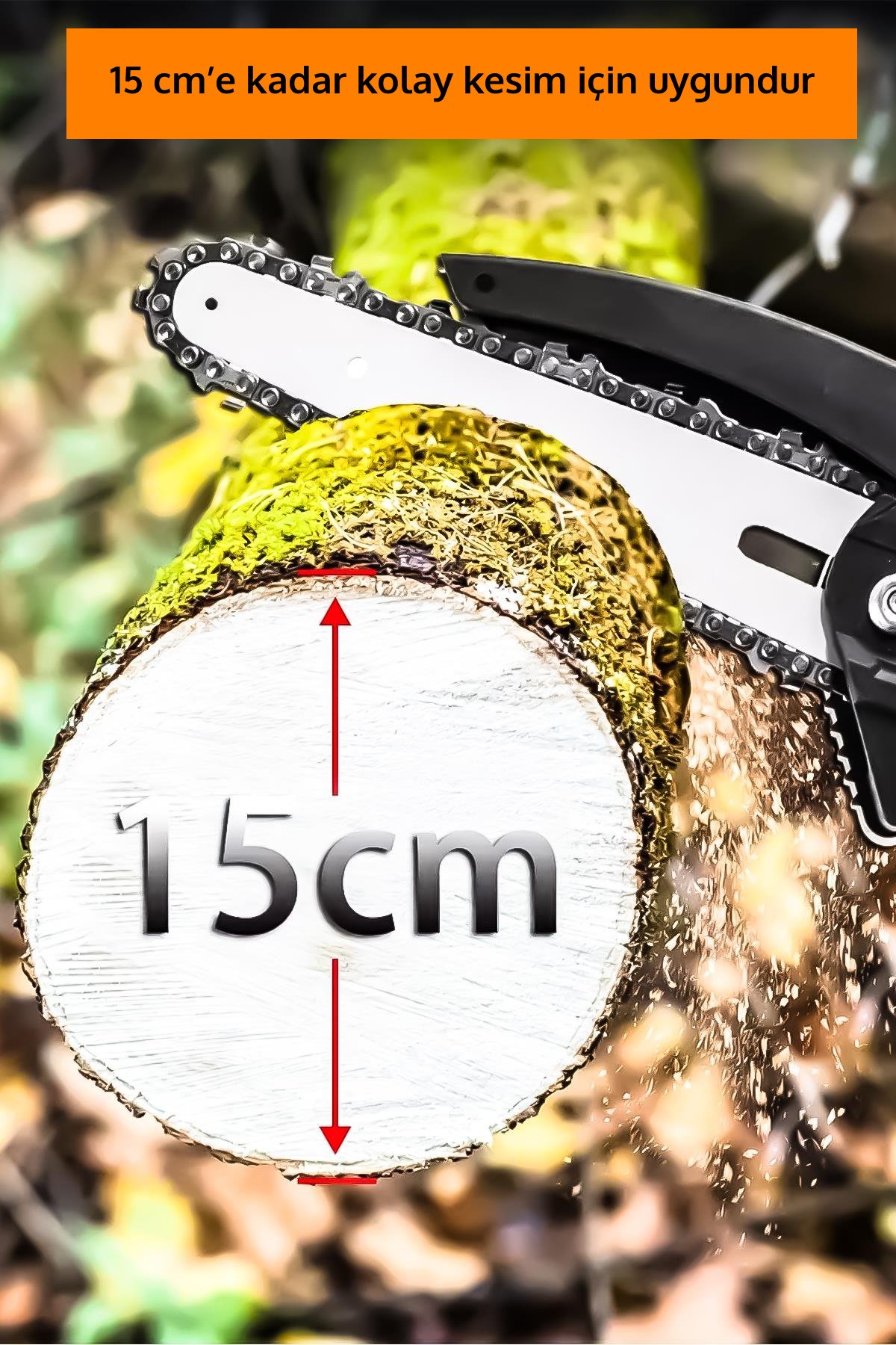 Bosch Plus EEA363 Otomatik Yağlamalı Dijital Göstergeli Şarjlı El Testeresi Ağaç Odun Dal Kesme Budama Çift Batarya 15cm Pala 58Vf kesimi