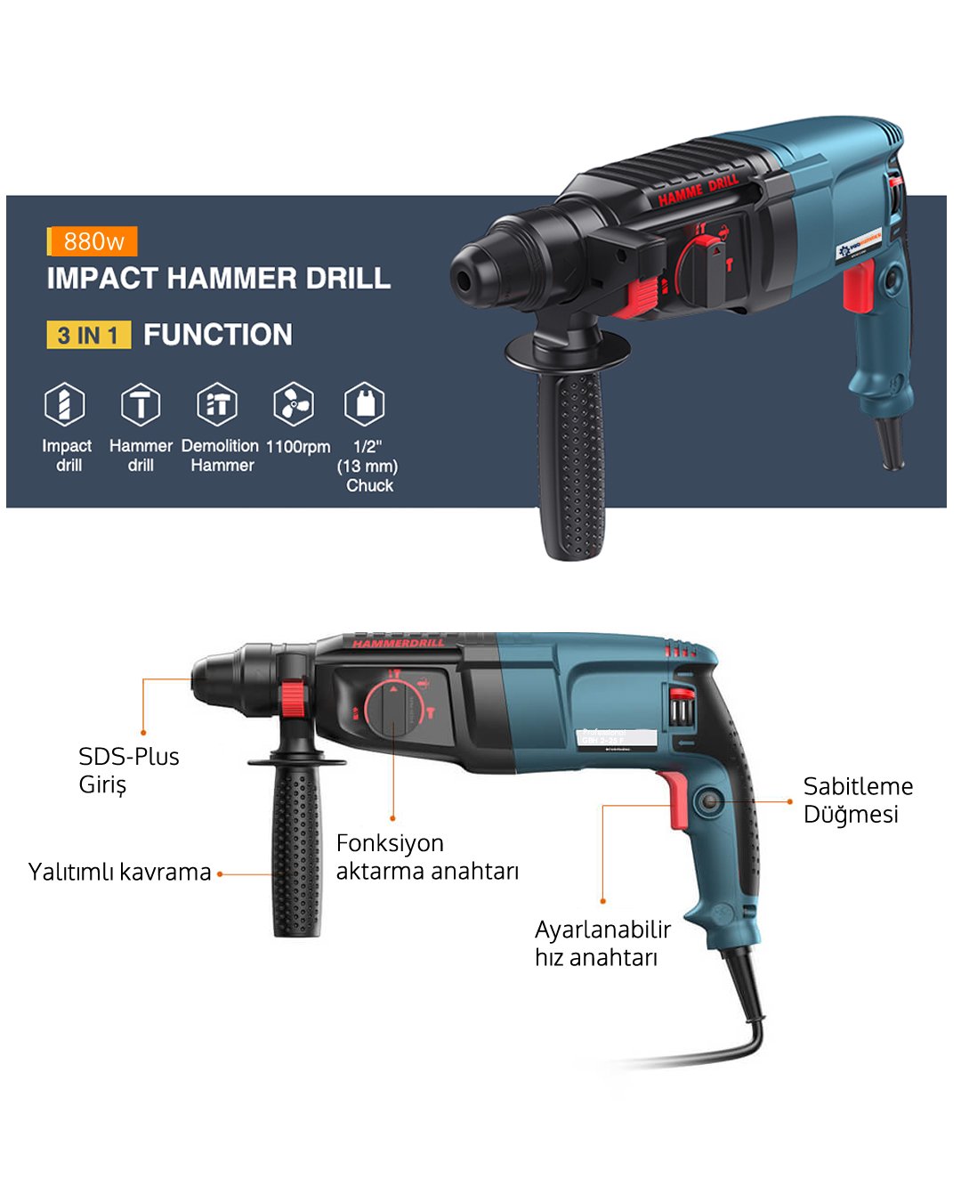 Bosch Plus EEA367 Elektrikli 3 lü Grup Set kırıcı delici