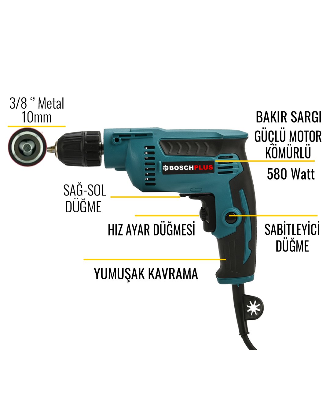 Bosch Plus EEA367 Elektrikli 3 lü Grup Set 10mm vidalama matkap