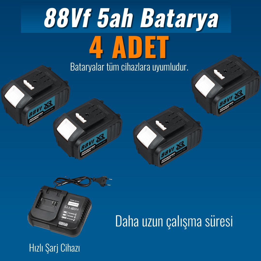 Bosch Plus EEA370 Akülü Süper 6lı Set Makina 88vf 5ah bataryalar