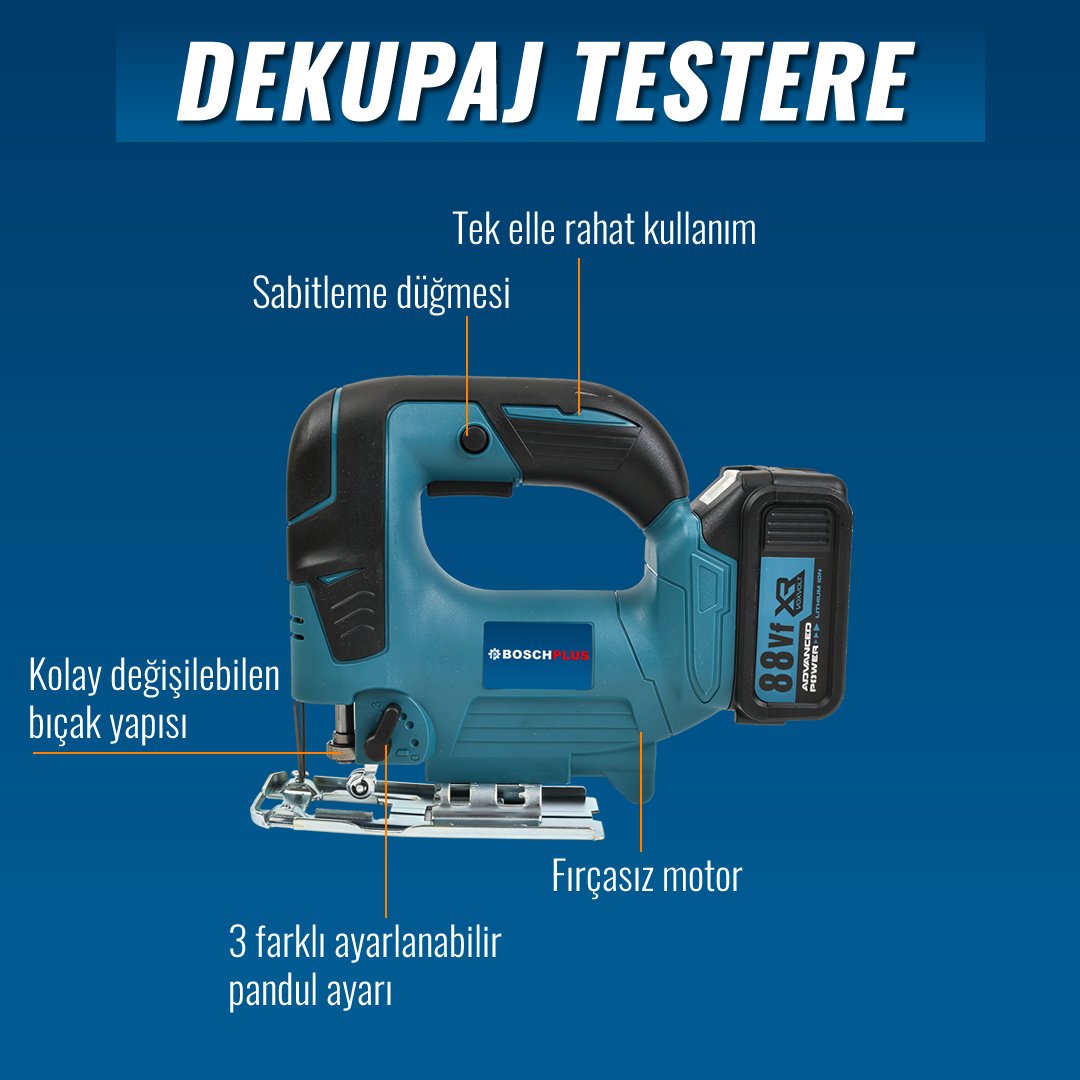 Bosch Plus EEA370 Akülü Süper 6lı Set Makina 88vf 5ah dekupaj özellikleri