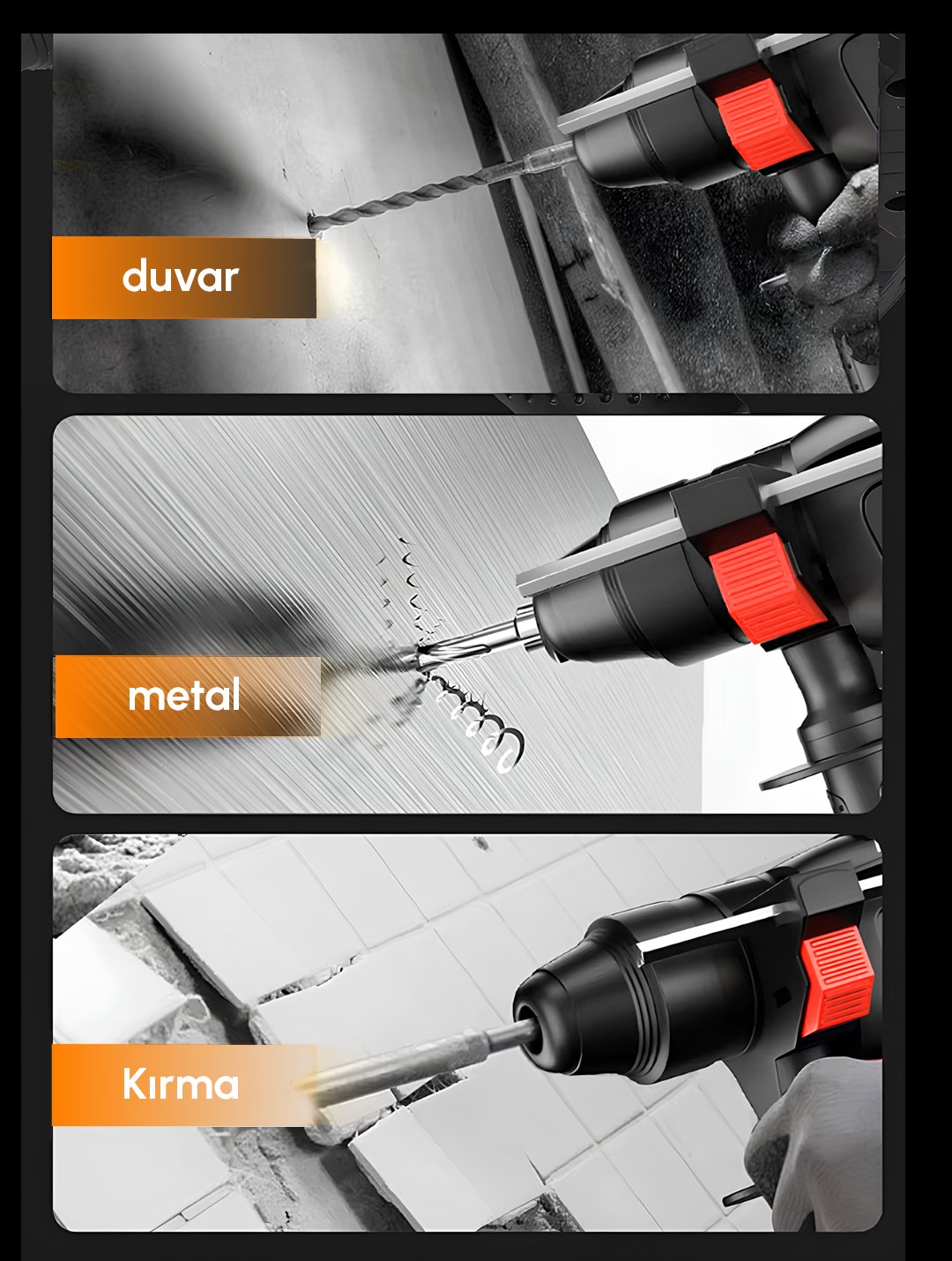 Bosch Plus EEA382 Profesyonel Akülü Kömürsüz Kırıcı Delici Hilti 88Vf (Sarı) kullanım alanları