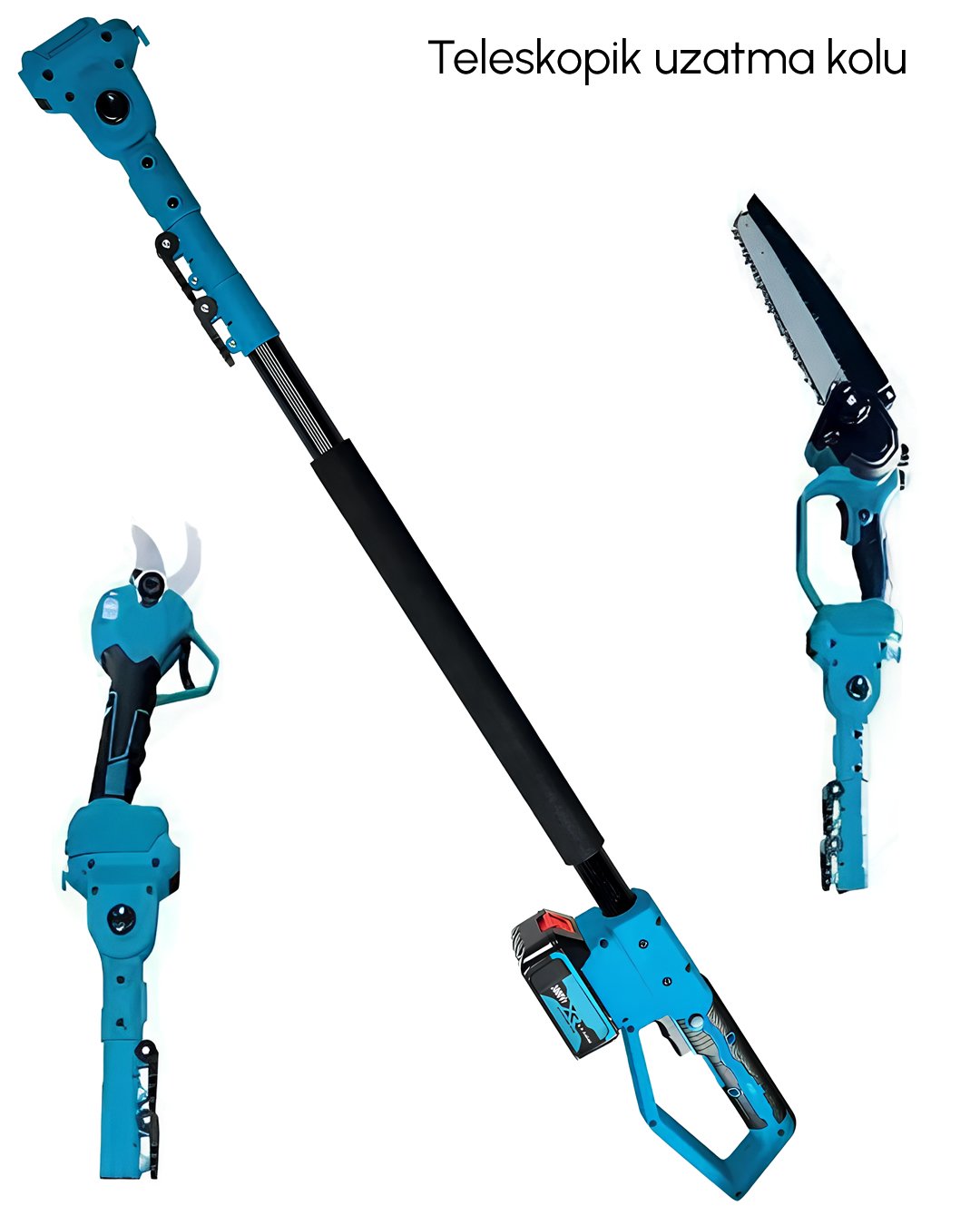 BoschPlus EEA400 Yeni Teleskopik Kollu Set Dal Budama Makası, Dal Budama Testeresi 20cm 58Vf