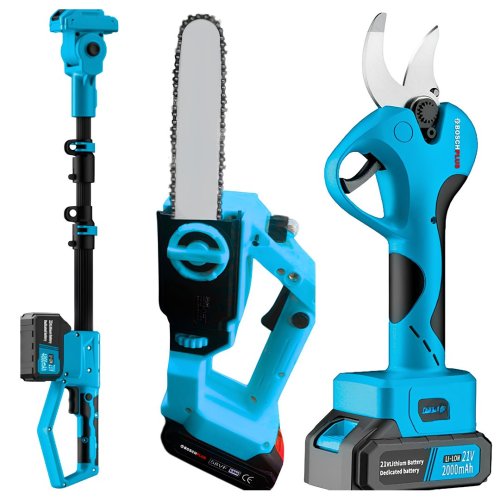 BoschPlus EEA411 Teleskopik Kollu Akülü Kömürsüz Dal Budama Makası ve Budama Testeresi Seti 88Vf 5P