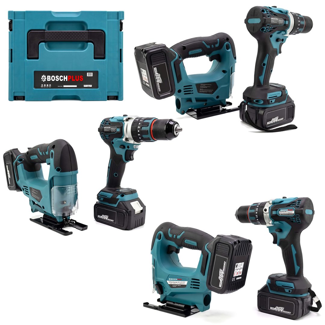 BoschPlus EEA430 Akülü Kömürsüz Motor 2li Set Ayarlanabilir Dekupaj Testere ve Çelik Mandren Vidalama Matkap 36V 5ah (Mavi) model ve fiyatlar