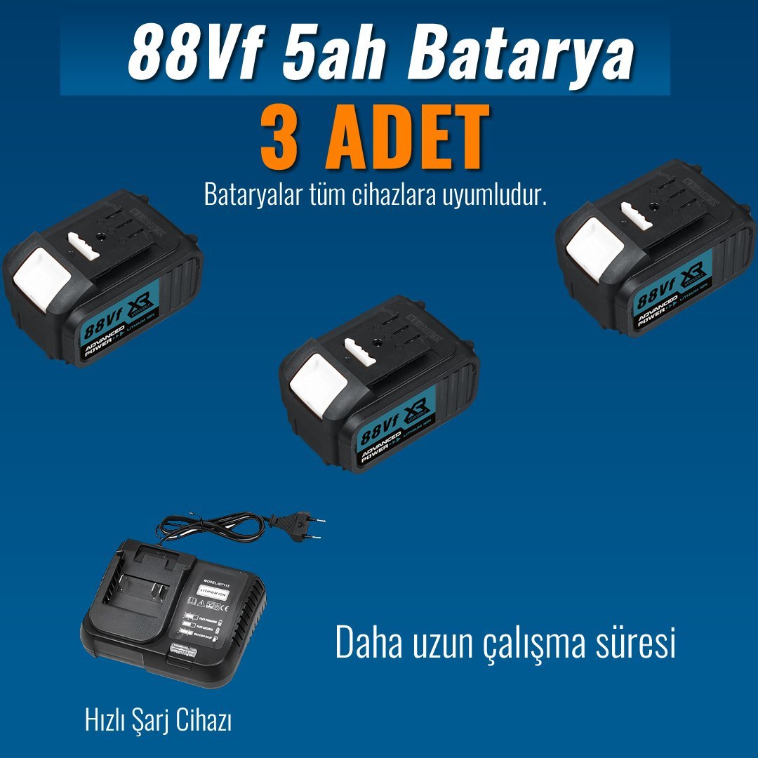 Bosch Plus EEA432 Akülü Süper 5li Set Makina 88vf 5ah bataryalar