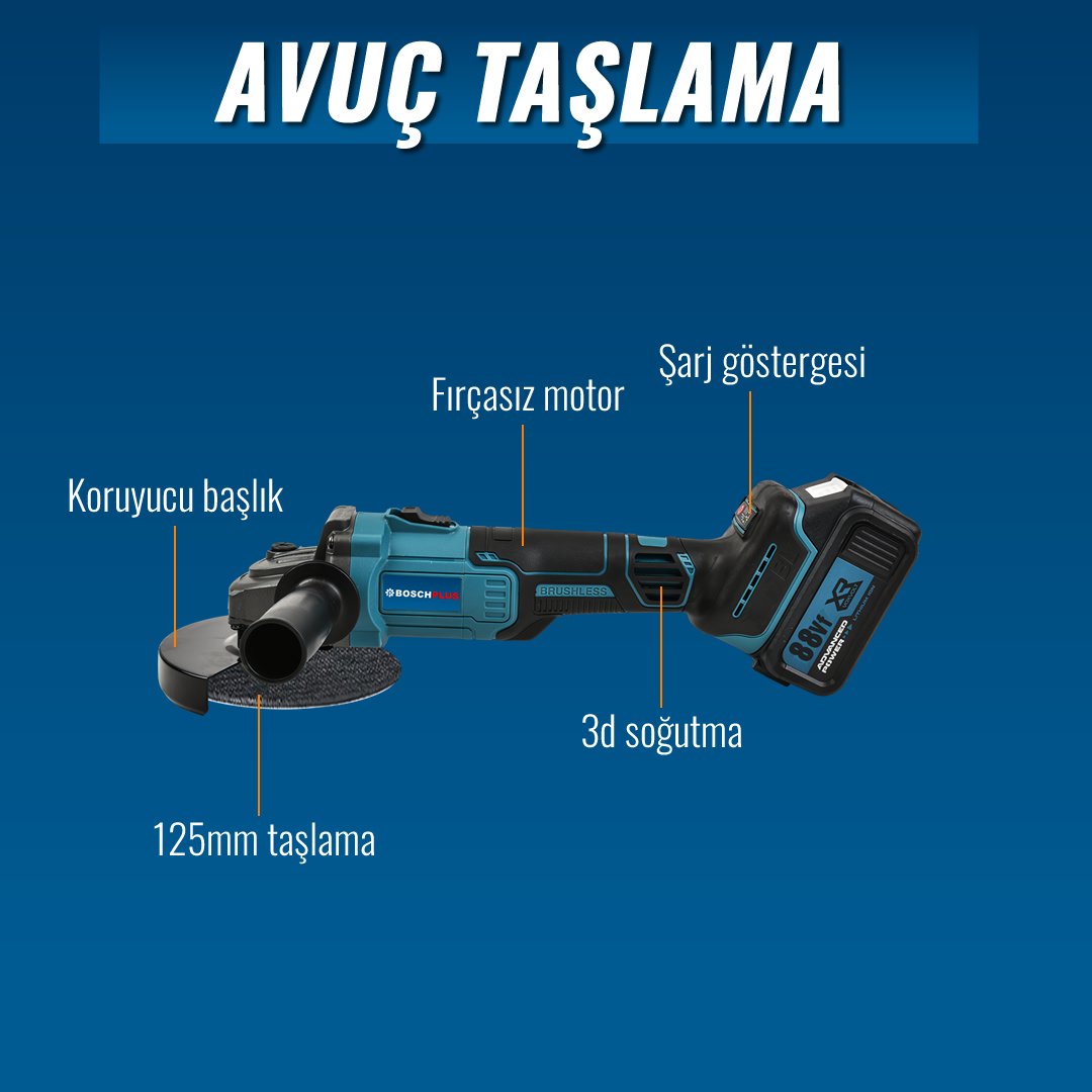 Bosch Plus EEA432 Akülü Süper 5li Set Makina 88vf 5ah avuç taşlama özellikleri