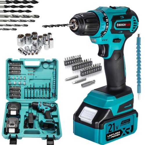 BoschPlus EEA445 Akülü Kömürsüz 82 Parça Vidalama Matkap Seti (Mavi)