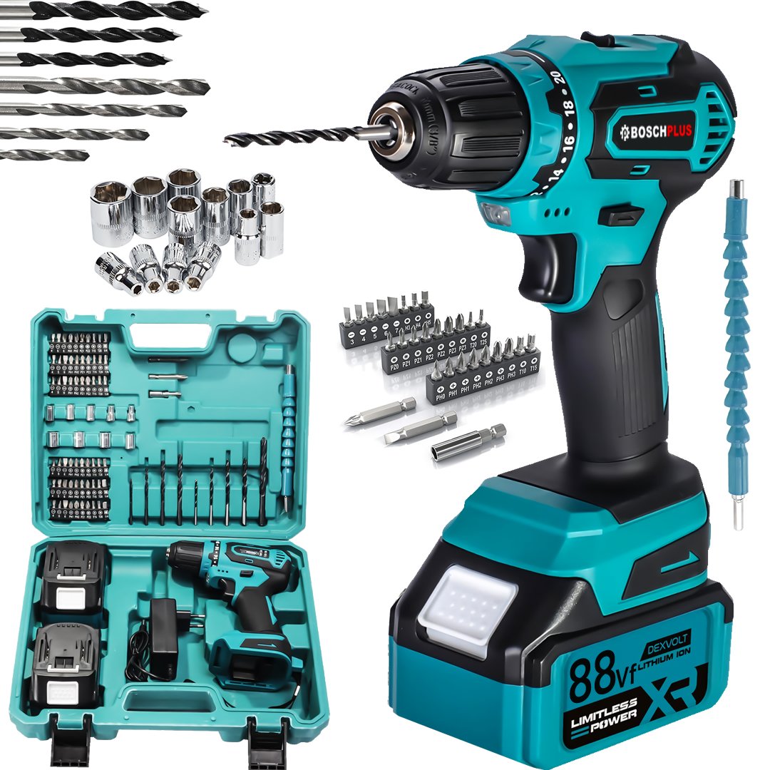 BoschPlus EEA445 Kömürsüz 88Vf Akülü Kömürsüz 82 Parça Vidalama Matkap Seti (Mavi)