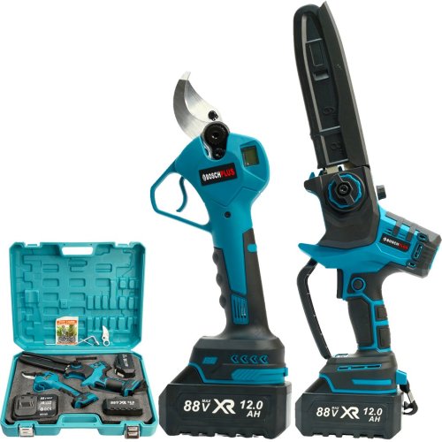 BoschPlus EEA460 Profesyonel 2li Bahçe Set Akülü Dijital Göstergeli 50mm Dal Budama Makası ve 20cm Dal Budama Testeresi 88Vmax