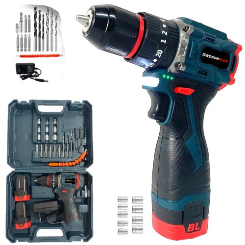 BoschPlus EEA462 Yeni Akülü Kömürsüz Armut Batarya Vidalama Matkap Seti Çantalı 16V 2Ah