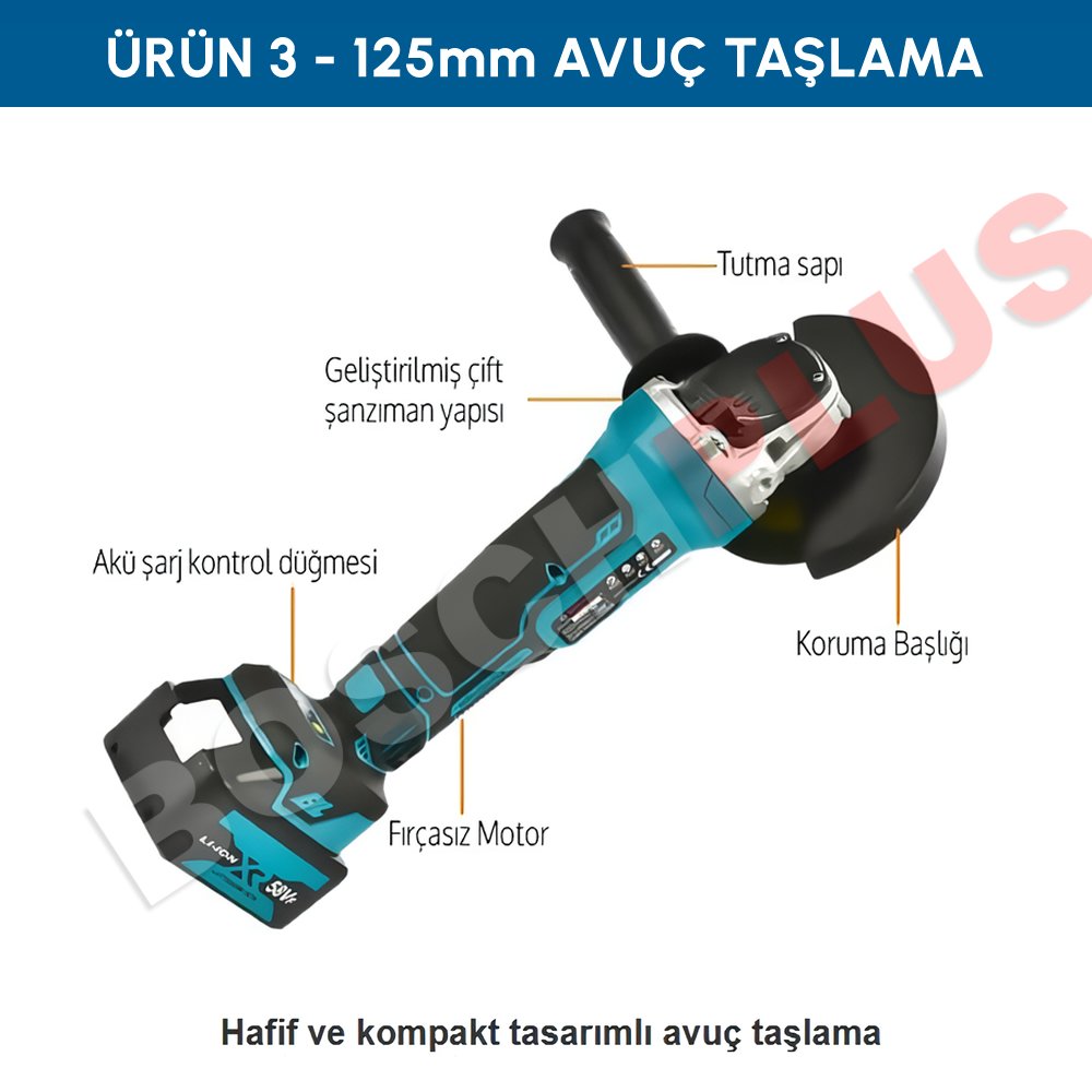 BoschPlus EEA474 4+1 Set Akülü Ultra 4lü Set ve El Tipi Turbo Arc Kaynak Makinesi Seti avuç taşlama