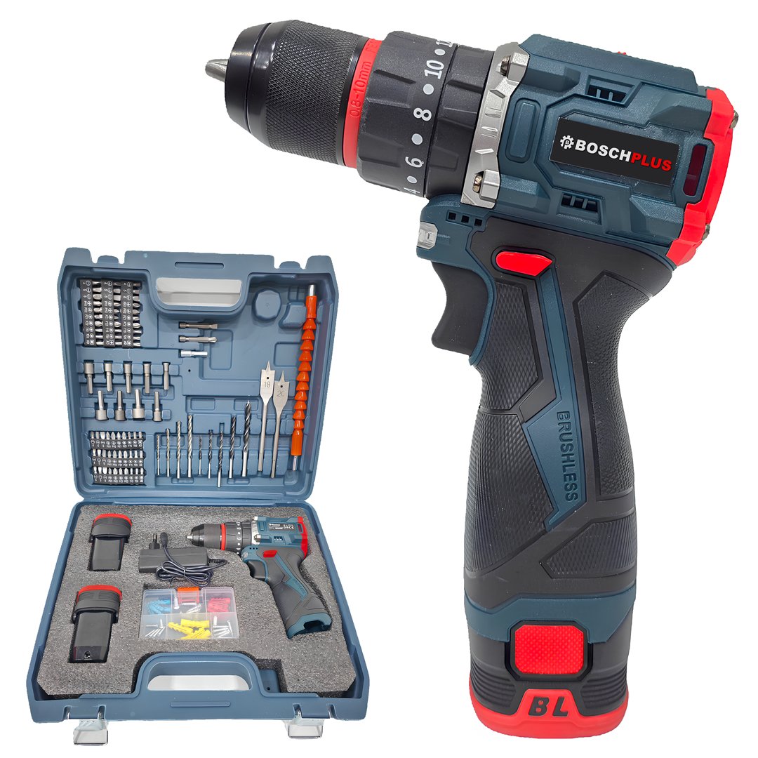 Boschplus EEA421 Kömürsüz Akülü Vidalama Matkap Seti – 32 Parça, Armut Tipi Batarya, 16V 2Ah, Çantalı