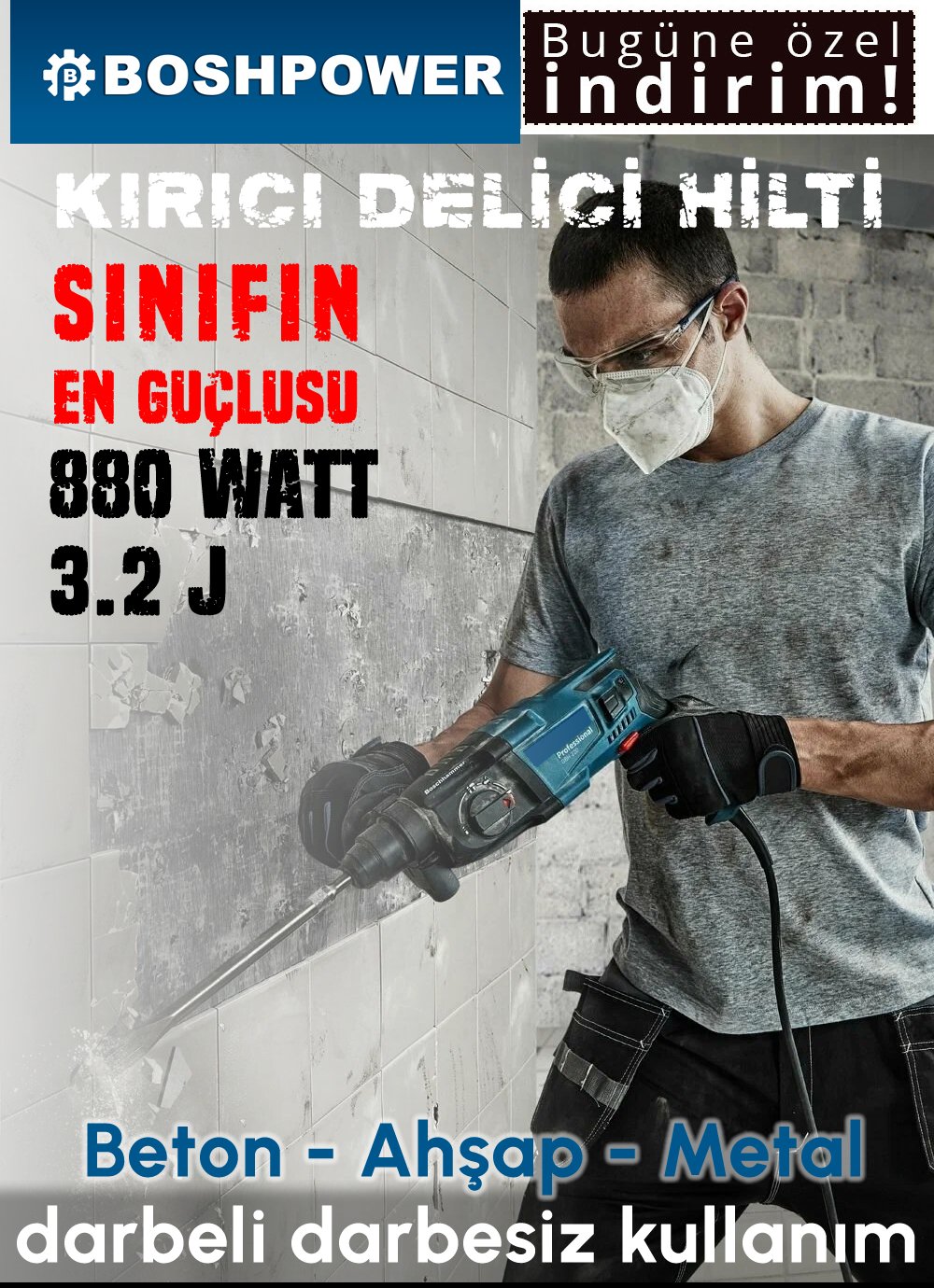 Bosch Plus EEA104 Professional Gbh 2-28f Pnömatik Kırıcı Delici