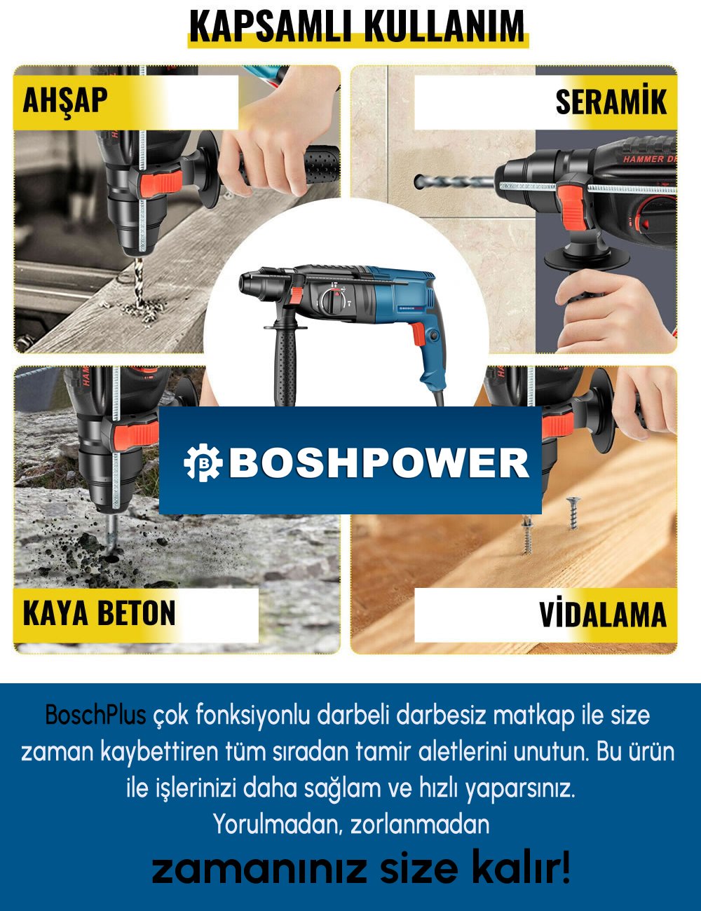 Bosch Plus EEA104 Professional Gbh 2-28f Pnömatik Kırıcı Delici kapsamlı kullanım