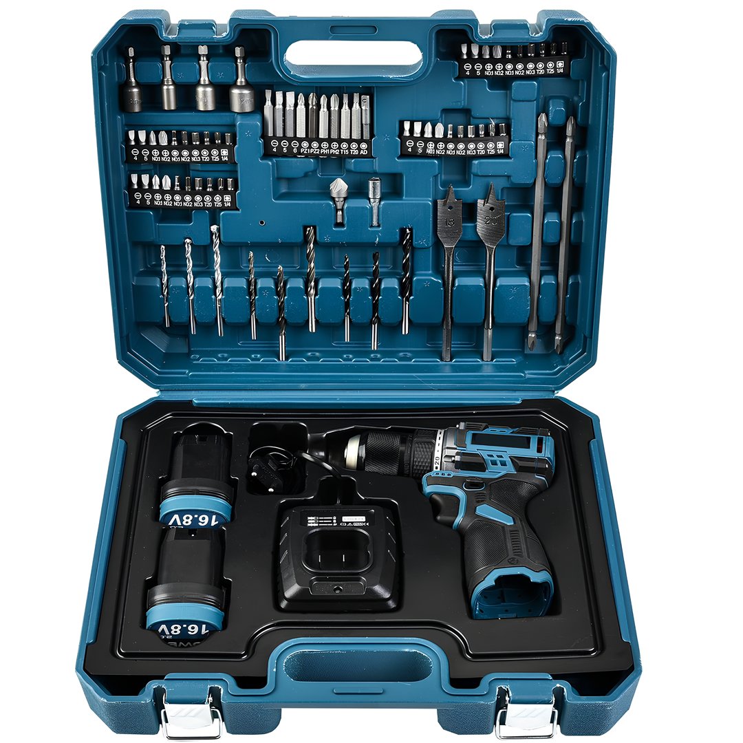 Boschplus EEA453 Yeni Akülü Kömürsüz Armut Batarya Vidalama Matkap Seti Çantalı 70 Parça 16V 2Ah çantası