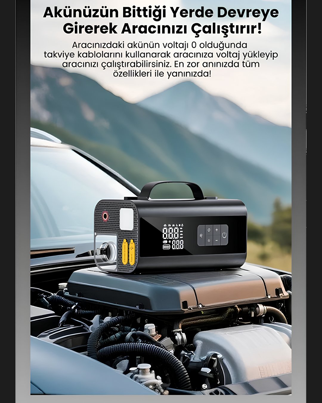 Castu CS69 Jump Starter Süpürgeli Akü Takviye Cihazı 5 in 1 | 18000mAh Kompresörlü Powerbank teknik özellikler