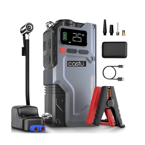 Castu CS70 Plus 12000mAh Akü Takviye Cihazı 4ü 1 Arada Jump Starter Kompresör Powerbank 150 PSI