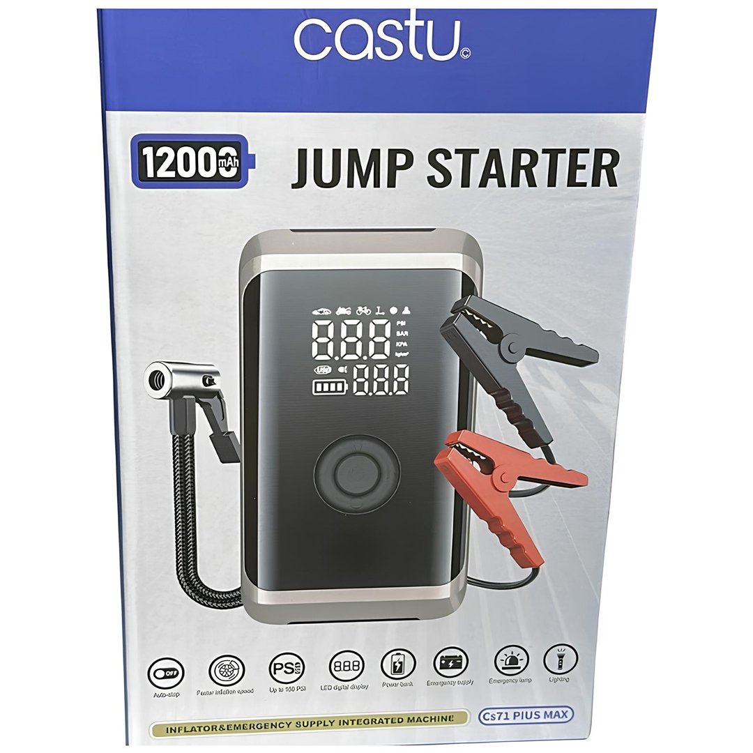 Castu CS71 Plus 12000mAh Akü Takviye Cihazı 4 ü 1 Arada Jump Starter Kompresör Powerbank 150 PSI özellikler