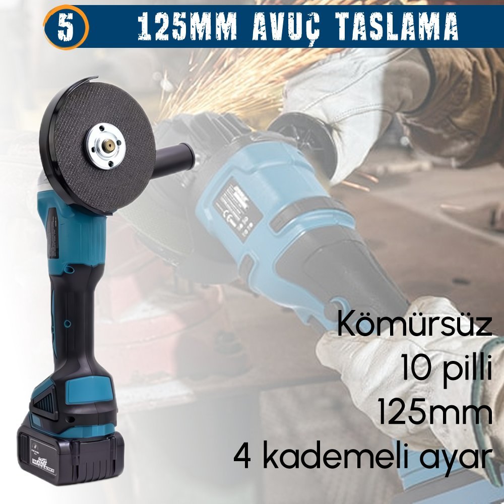 CHELİKBEİ EEA378 Akülü 7li Set avuç taşlama