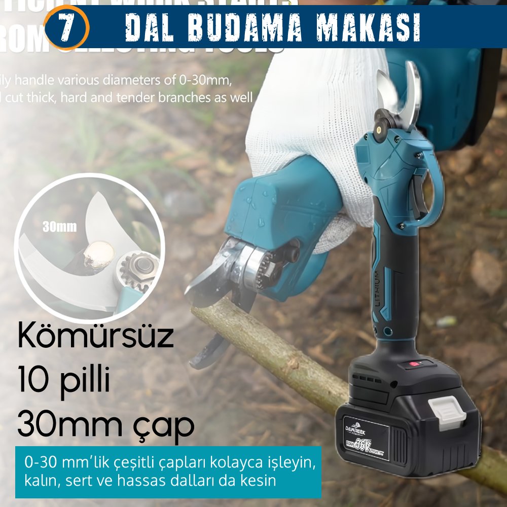 CHELİKBEİ EEA379 Akülü 8li Set dal budama makası özellikleri