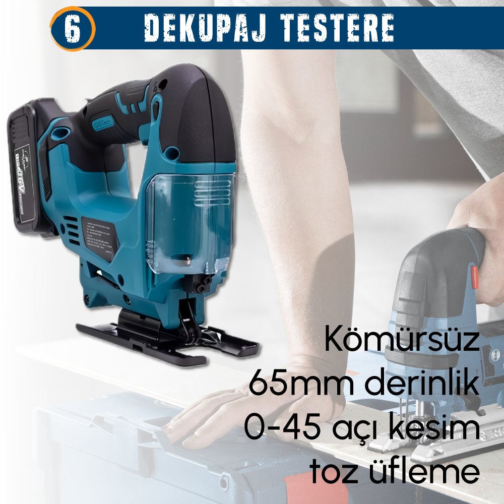CHELİKBEİ EEA379 Akülü 8li Set dekupaj testere özellikleri