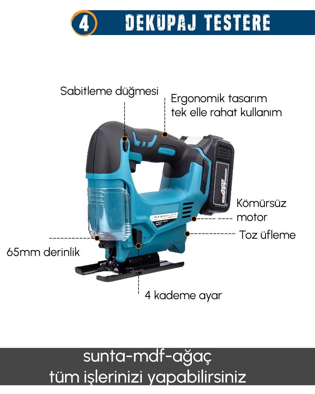 CHELİKBEİ EEA458 Akülü 11li Set Set  dekupaj testere özellikleri