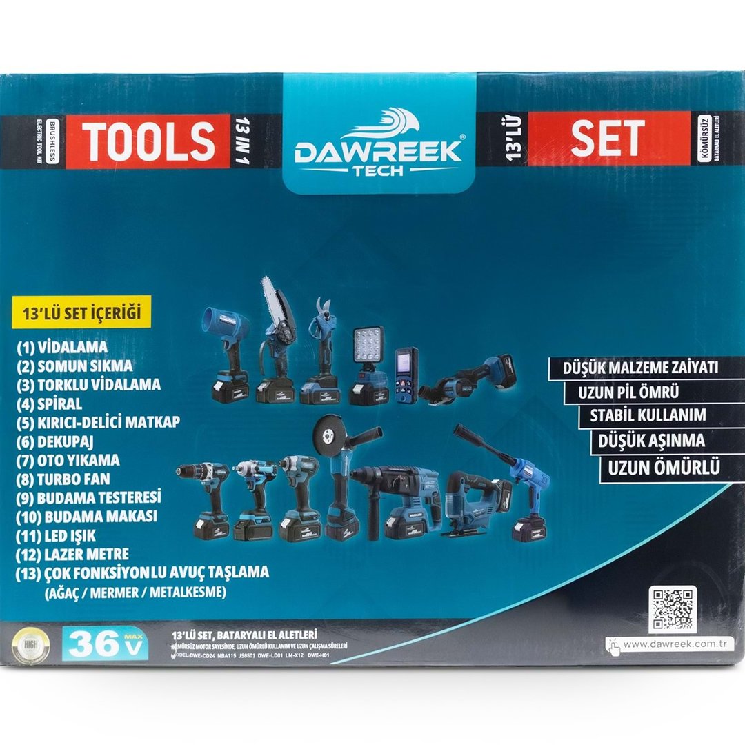 Dawreek DWECD24 Akülü 13lü Set 36V 4Ah model ve fiyatlar