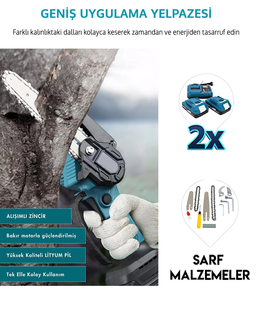 DW BT081 Profesyonel Akülü Kömürsüz 2li Bahçe Seti - 24V 3ah 15cm Budama Testeresi kullanım alanları