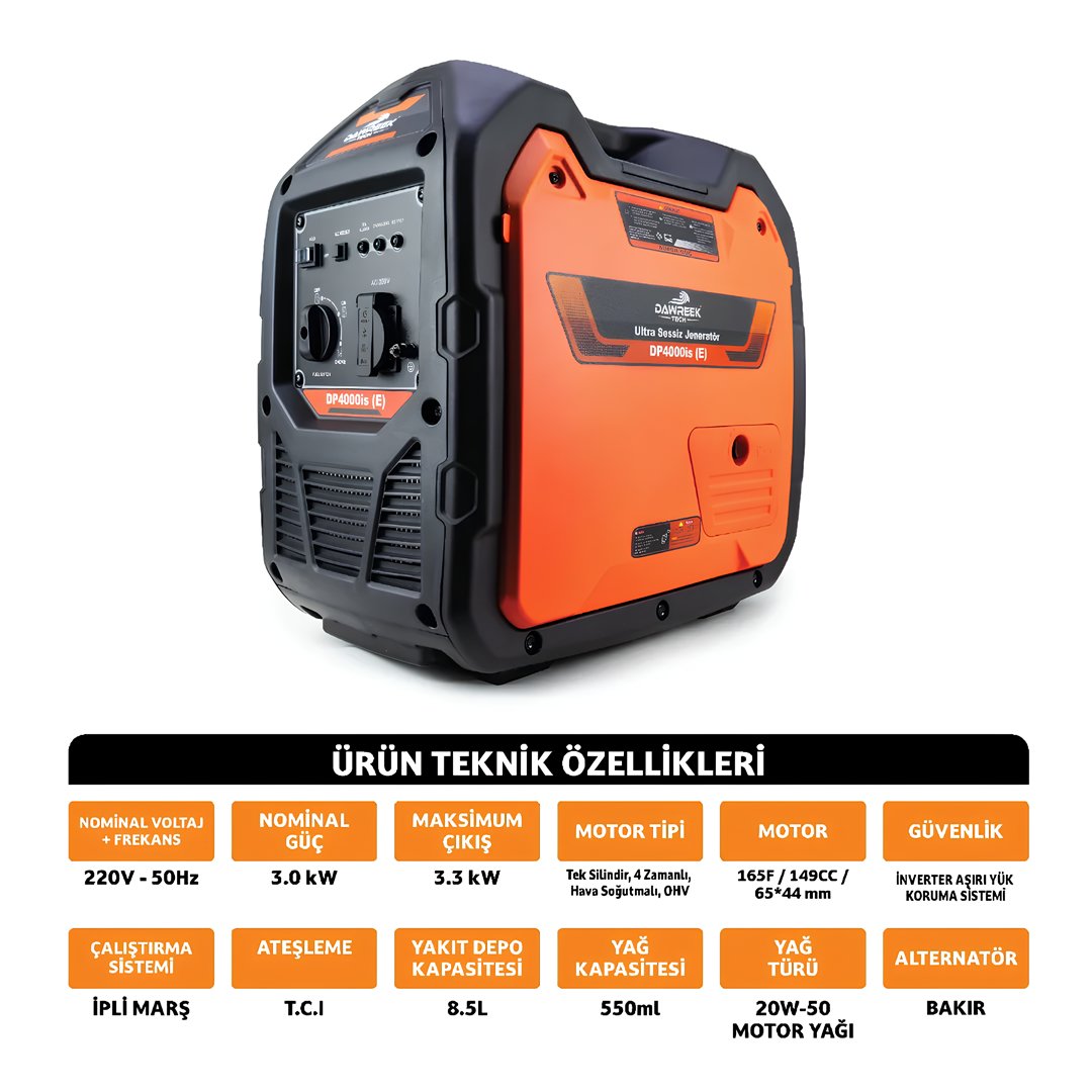 Dawreek DP4000 3KW Benzinli İnverter Jeneratör özellikler