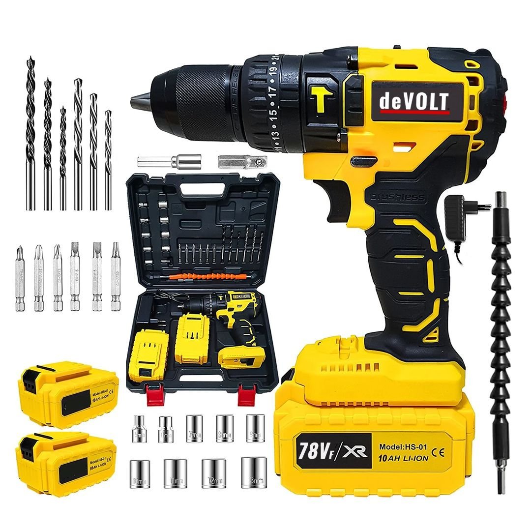 Devolt EEA218 78vf 10ah darbeli çift akülü vidalama matkap set