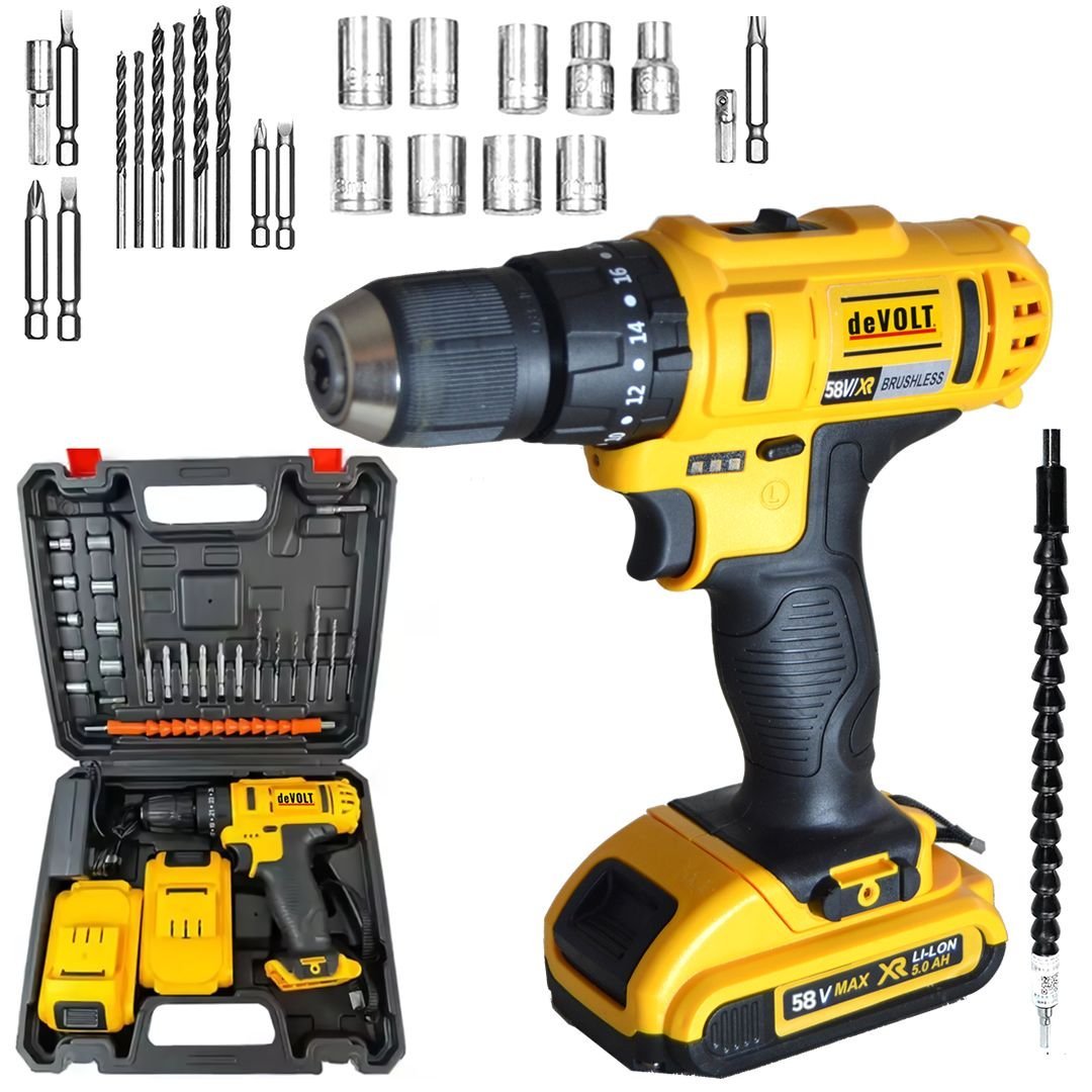 Devolt EEA312 Darbesiz 24 Parça 58vf Max Şarjlı Vidalama Matkap Seti