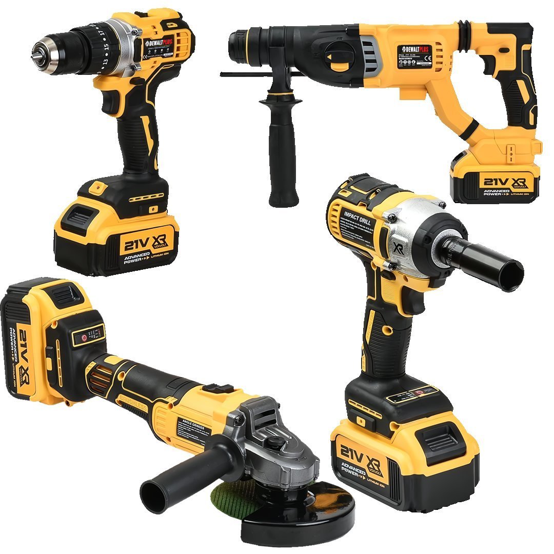 DewaltPlus EEA334 Profesyonel 4lü Makine Seti Vidalama Somun Sıkma Kırıcı Delici Hilti Taşlama