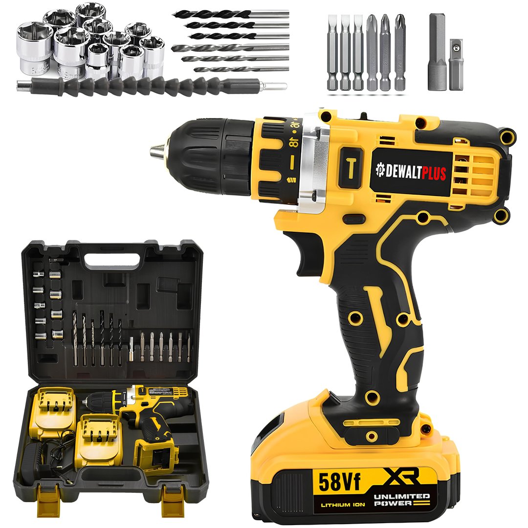 DewaltPlus EEA438 Akülü 24 Parça 58Vf Vidalama Matkap Seti Çift Batarya
