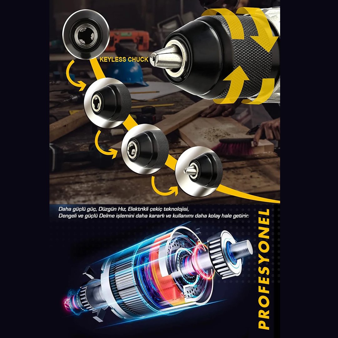 DewaltPlus EEA411 Akülü 84 Parça Çift Batarya Vidalama Matkap Seti 58Vf 3p model ve fiyatlar