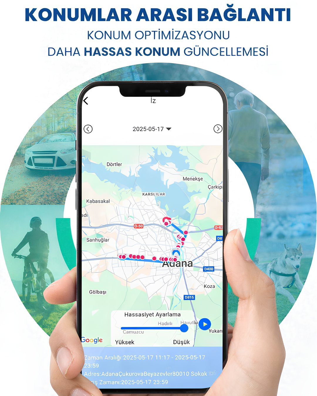EEA479 iOS ve Android Uyumlu Akıllı GPS Takip Cihazı konum takibi