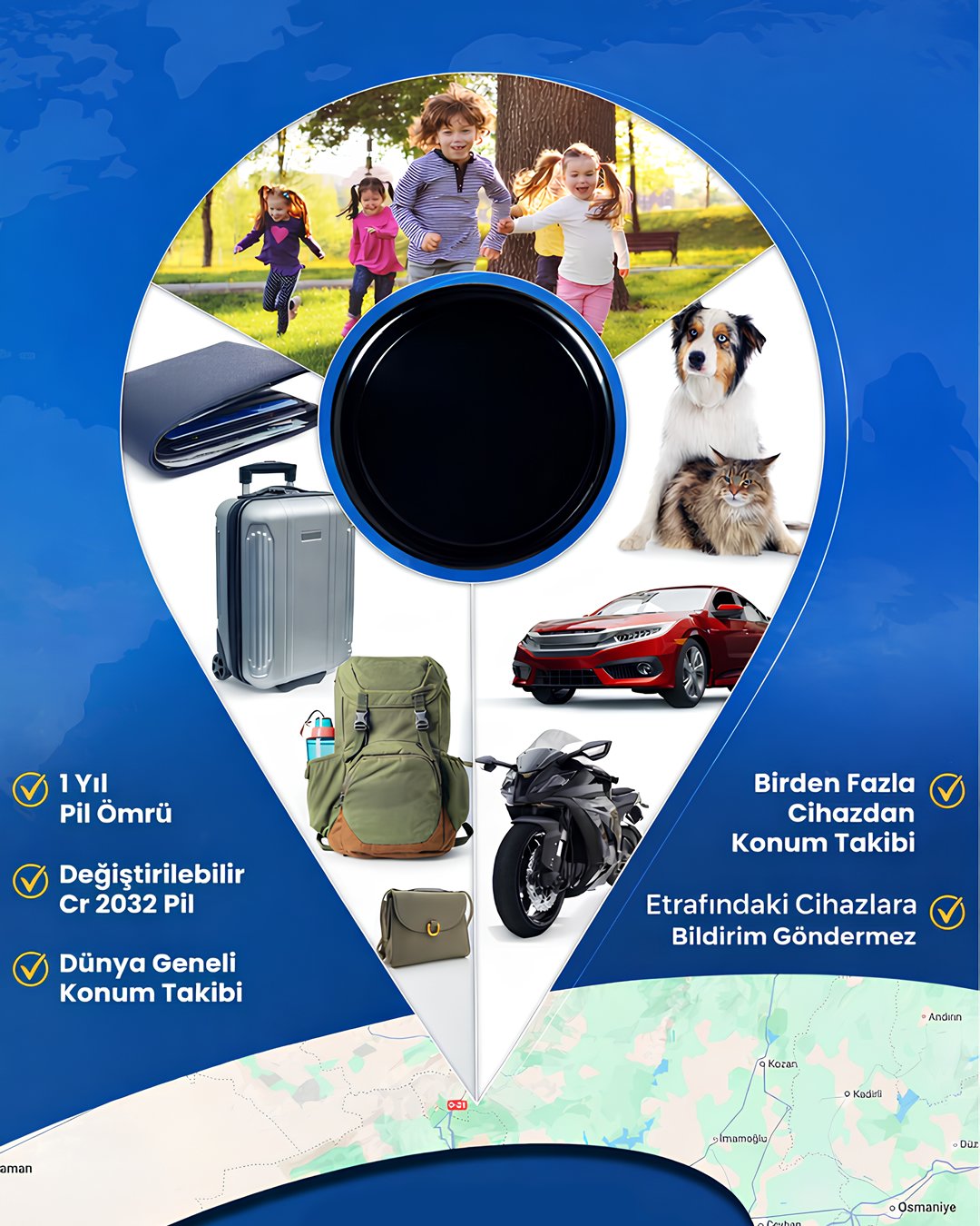 EEA479 iOS ve Android Uyumlu Akıllı GPS Takip Cihazı anahtarlıklı