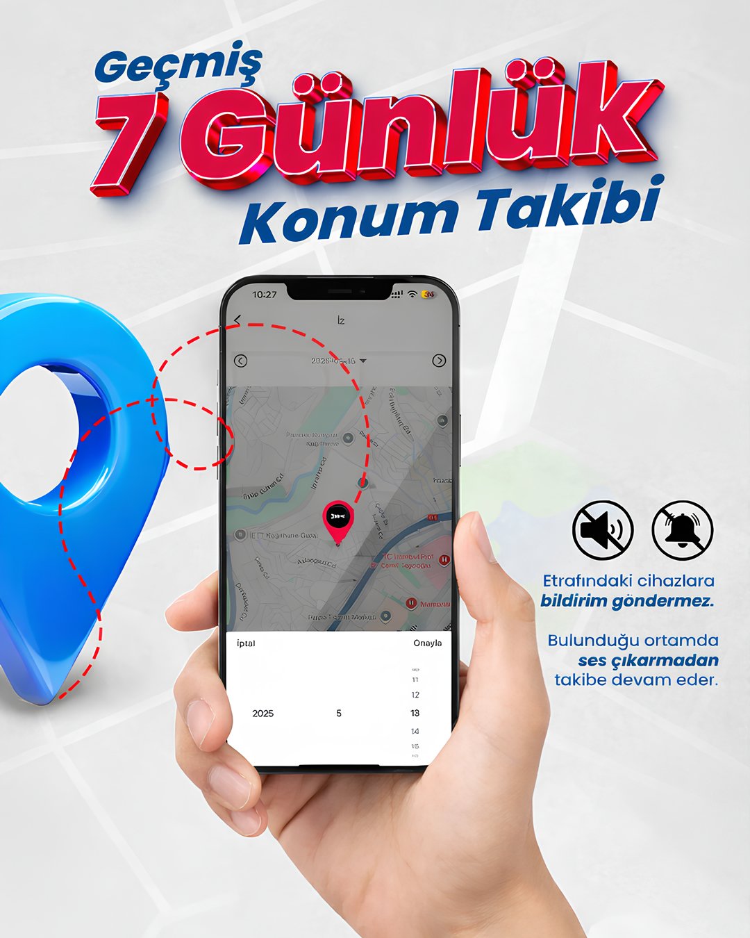 Profesyonel iOS ve Android Uyumlu Akıllı GPS Takip Cihazı Konum geçmişi
